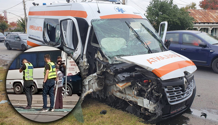O AMBULANȚĂ aflată în misiune a fost lovită violent, iar polițiștii au DECIS...