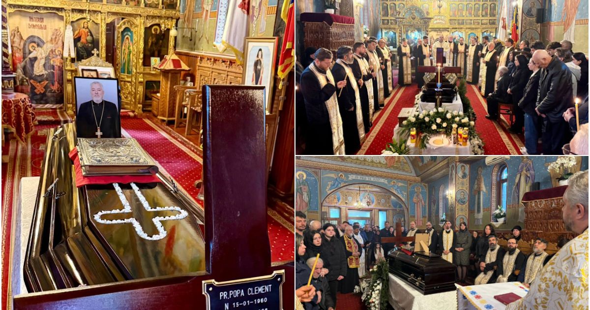 IMAGINI DUREROASE de la priveghiul preotului care a pierit după ce s-a întors în…
