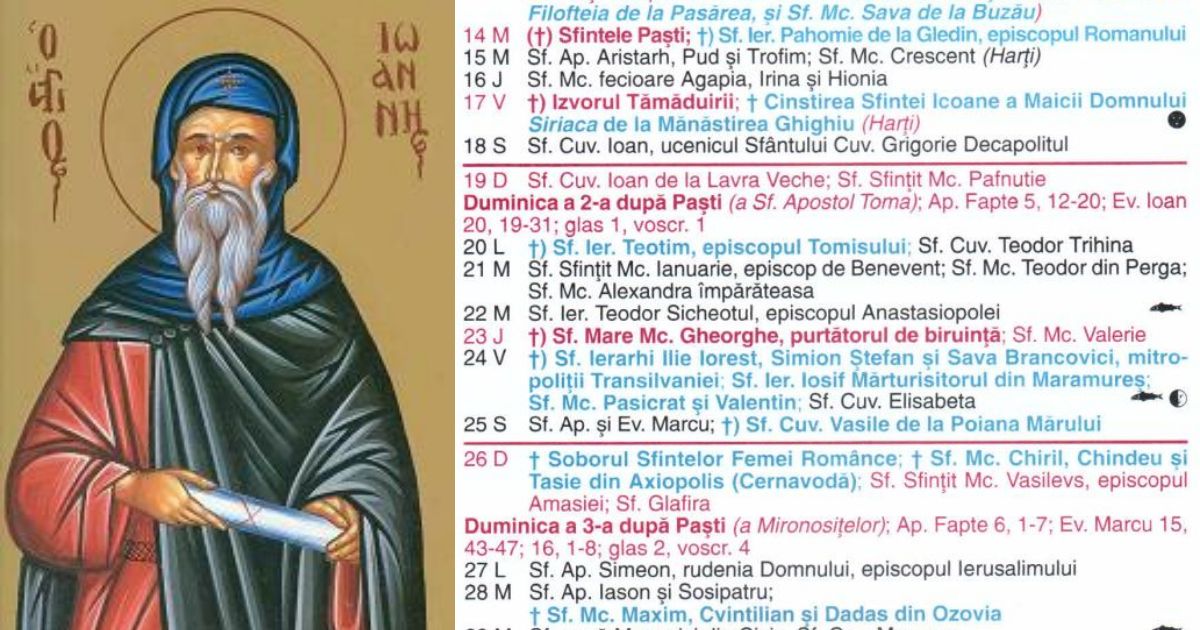Calendarul ortodox pe 18 aprilie: Creștinii îl prăznuiesc astăzi pe …