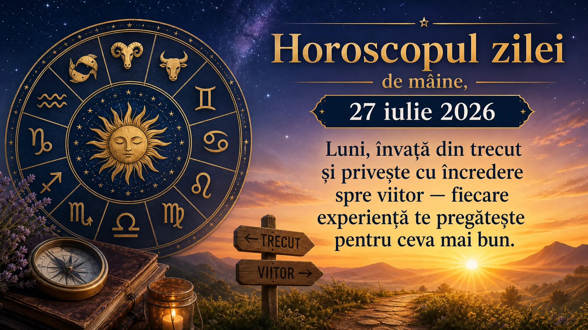 Horoscopul zilei de mâine, 27 iulie 2026. Luni, învață din trecut și privește cu încredere spre viitor — fiecare experiență te pregătește pentru ceva mai bun