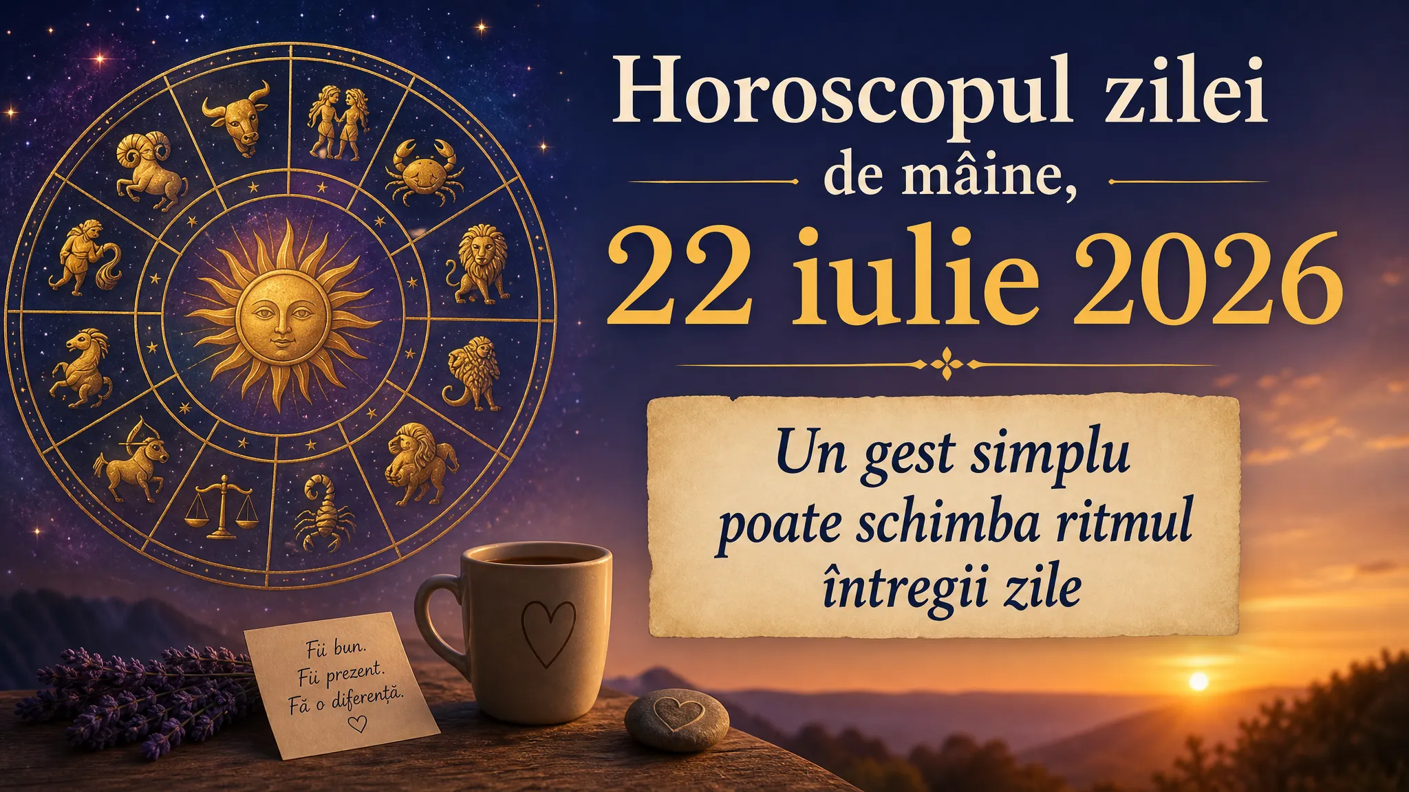 Horoscopul zilei de mâine, 22 iulie 2026. Un gest simplu poate schimba ritmul întregii zile