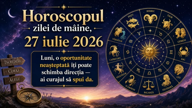 Horoscopul zilei de mâine, 27 iulie 2026. Luni, o oportunitate neașteptată îți poate schimba direcția — ai curajul să spui da