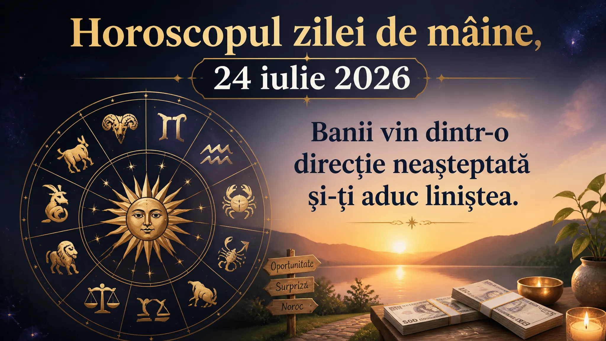 Horoscopul zilei de mâine, 24 iulie 2026. Banii vin dintr-o direcție neașteptată și-ți aduc liniștea