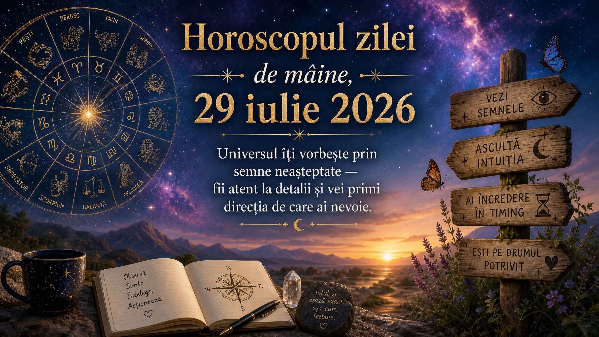 Horoscopul zilei de mâine, 29 iulie 2026. Universul îți vorbește prin semne neașteptate — fii atent la detalii și vei primi direcția de care ai nevoie