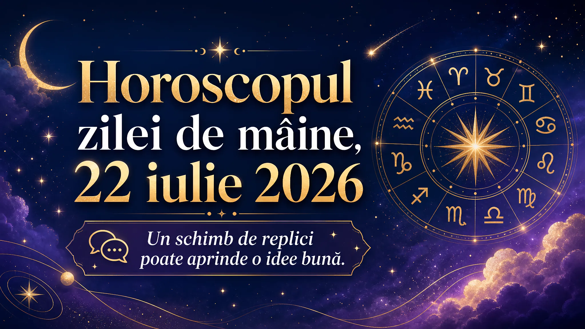 Horoscopul zilei de mâine, 22 iulie 2026. Un schimb de replici poate aprinde o idee bună