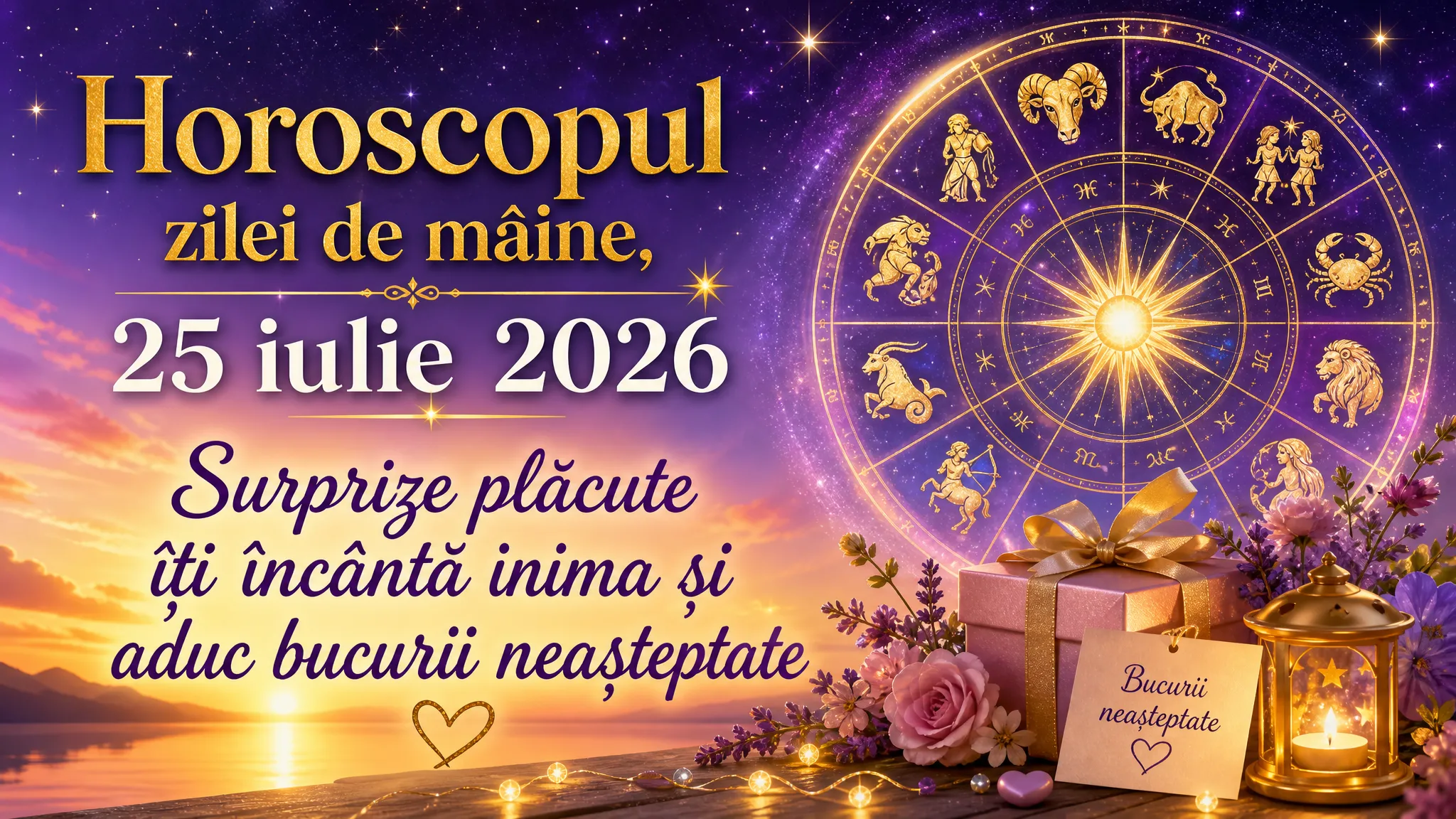 Horoscopul zilei de mâine, 25 iulie 2026. Surprize plăcute îți încântă inima și aduc bucurii neașteptate