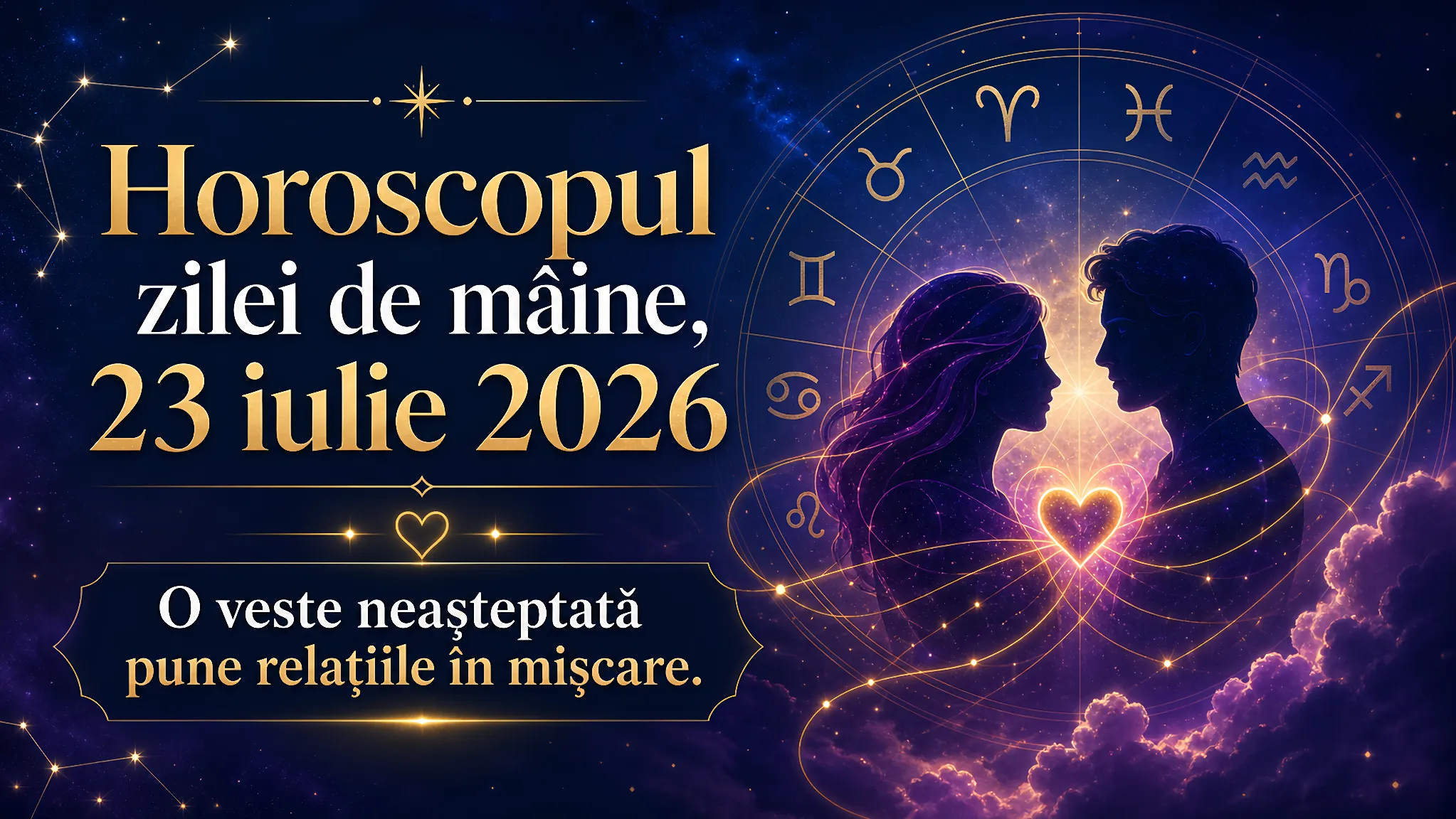 Horoscopul zilei de mâine, 23 iulie 2026. O veste neașteptată pune relațiile în mișcare