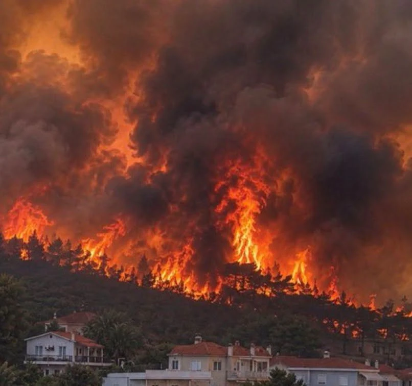 Incendiu de vegetație lângă Atena. Vântul puternic îngreunează misiunea pompierilor