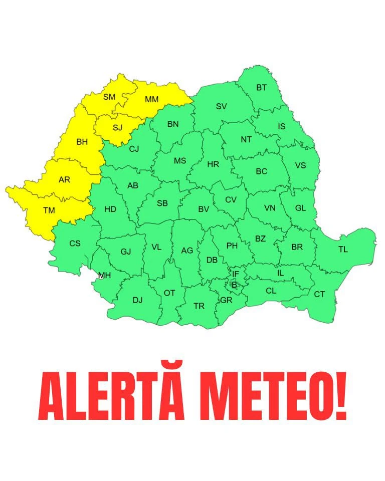 Cod galben de caniculă în șase județe. Disconfort termic ridicat și temperaturi de până la 35 de grade în nordul țării