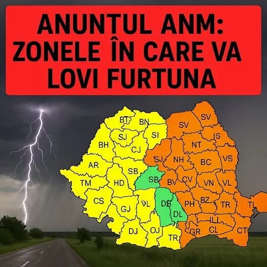Canicula de 38 de grade este urmată de furtuni violente și cod galben în mai multe județe