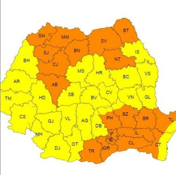 Prognoza meteo. Cod galben de vijelii și caniculă în mai multe regiuni din țară
