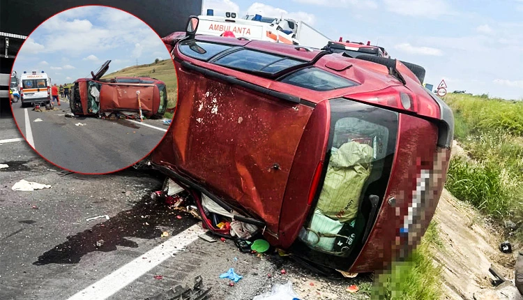Accident grav în Vrancea. Un copil de cinci ani și mama sa au ajuns la spital după ce mașina în care se aflau s-a răsturnat