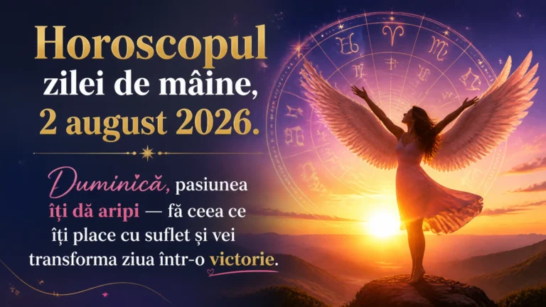 Horoscopul zilei de mâine, 2 august 2026. Duminică, pasiunea îți dă aripi — fă ceea ce îți place cu suflet și vei transforma ziua într-o victorie