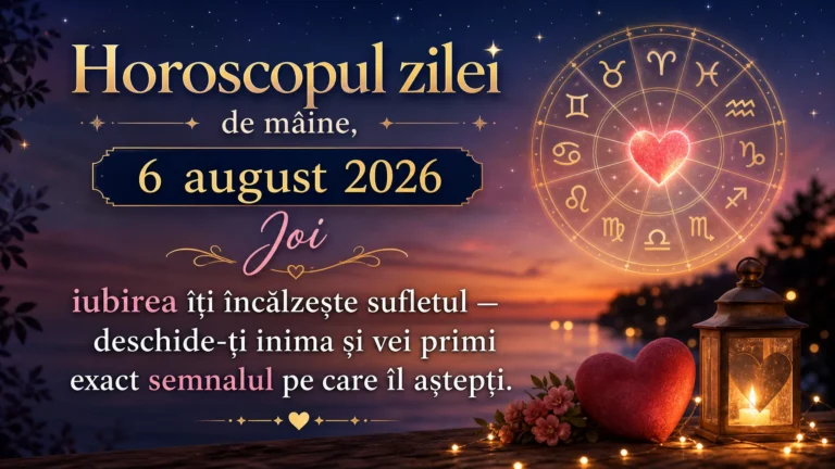 Horoscopul zilei de mâine, 6 august 2026. Joi, iubirea îți încălzește sufletul — deschide-ți inima și vei primi exact semnalul pe care îl aștepți