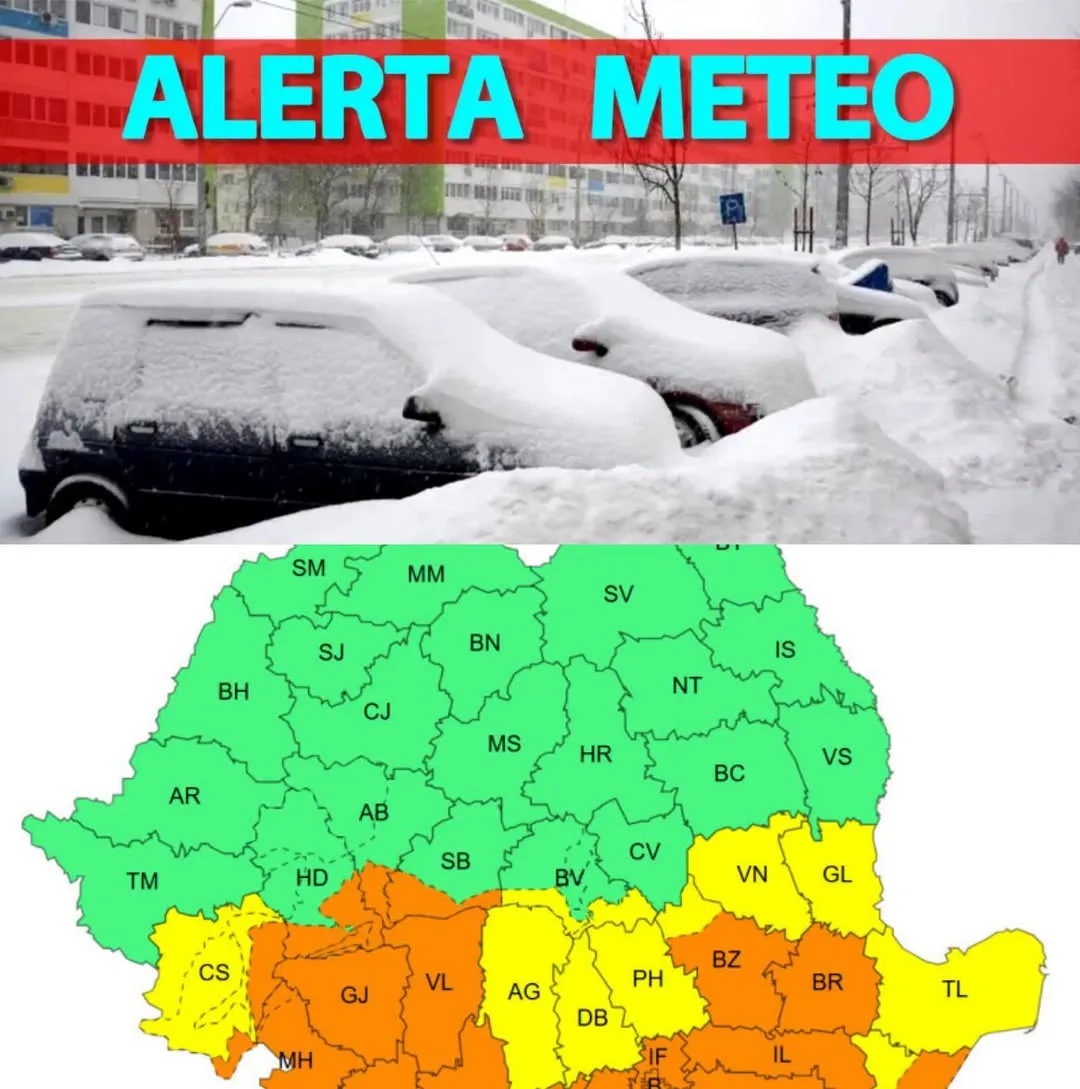 Val de aer polar în România. Temperaturile scad brusc cu până la 15 grade și revin ninsorile la munte